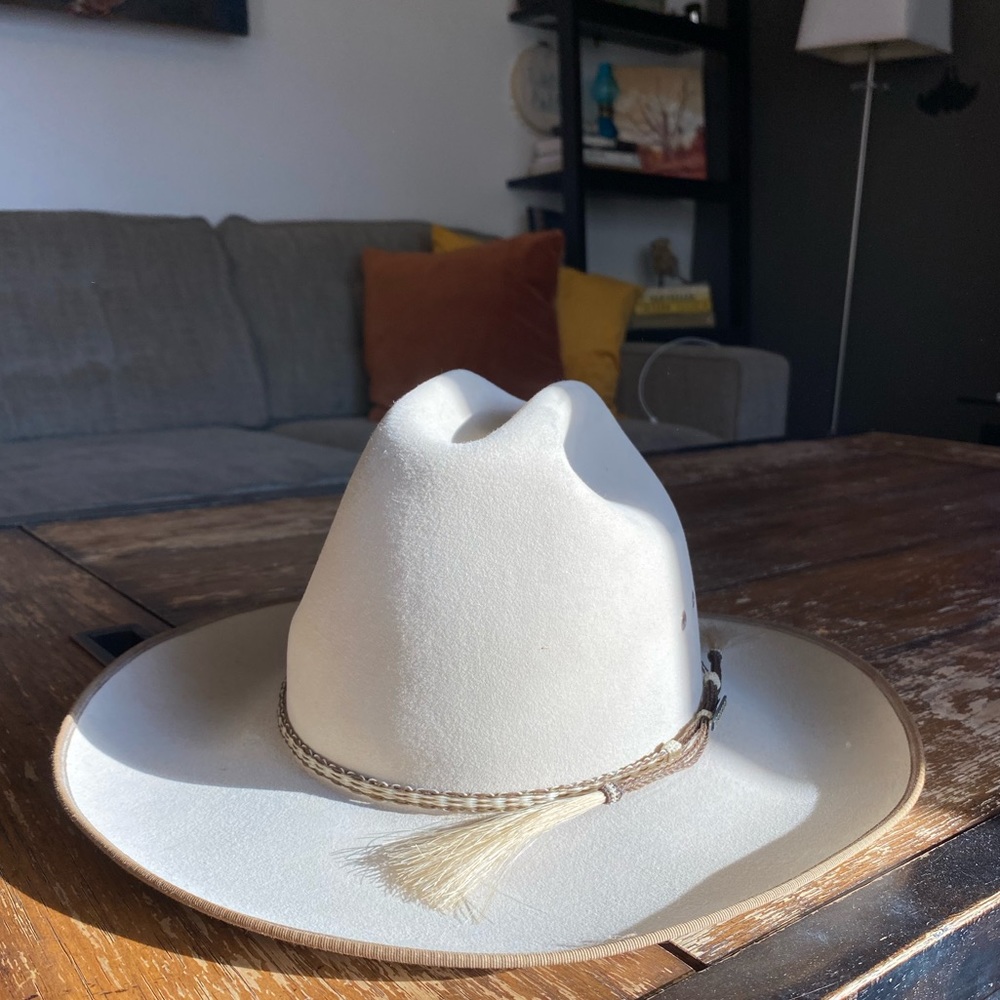 Vintage cream color Resistol western cowboy wide brim hat size 7 5x beaver